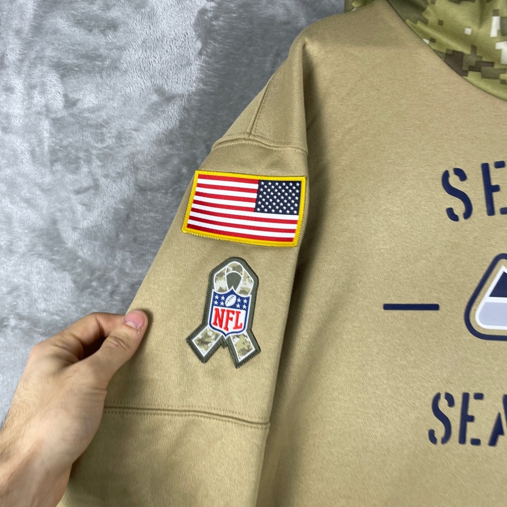 Nike Hoodie Men XXL Tan Seattle Seahawks Salute to Service Camo AT6747-297 - Picture 2 of 13